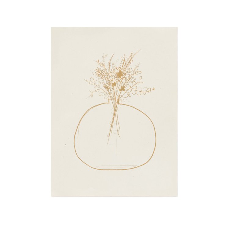 Принт Erley на белой бумаге с вазой для цветов горчичного цвета 29,8 х 39,8 см