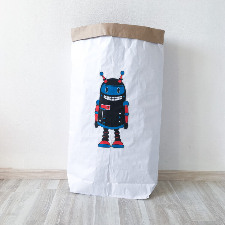 Эко-мешок для игрушек из крафт бумаги «Robot Harry»