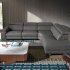 Угловой диван с реклайнером 5320-R-M9019 /6111 серый кожаный