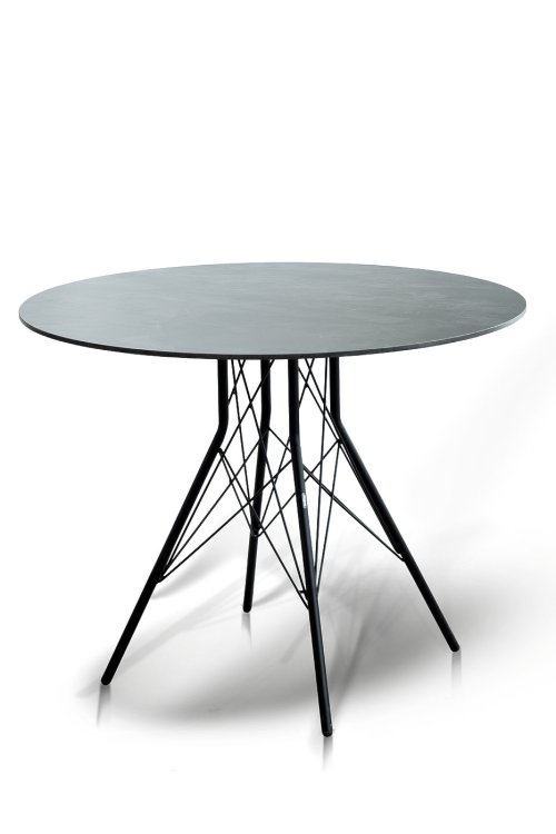 "Конте" интерьерный стол из HPL круглый ?90см, цвет "серый гранит"
