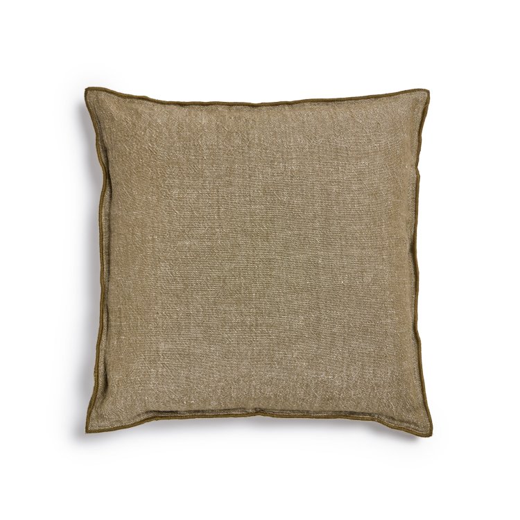 Чехол на подушку Queta из зеленого льна хлопка 45 х 45 см