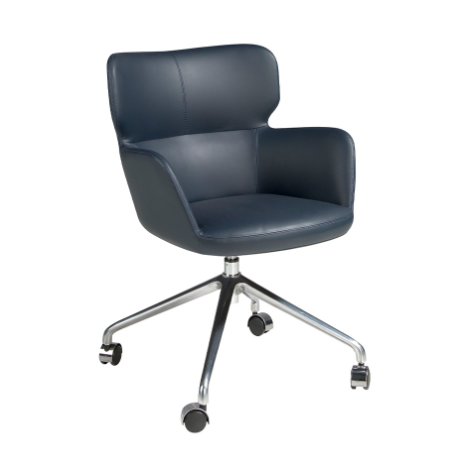 Поворотный офисный стул 4110/A208-5C синий с подлокотниками