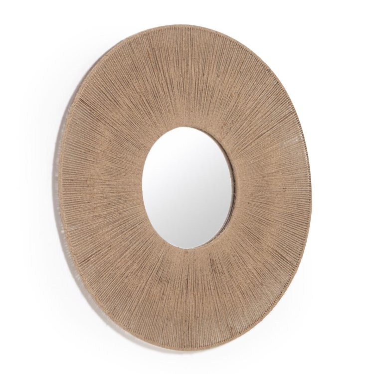 Круглое зеркало Damira в раме из джута с натуральной отделкой 100 см
