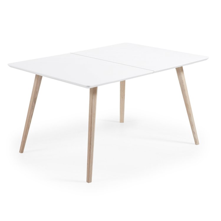 Обеденный стол QUATRE 140 (220) x 90 см с матовой белой столешницей