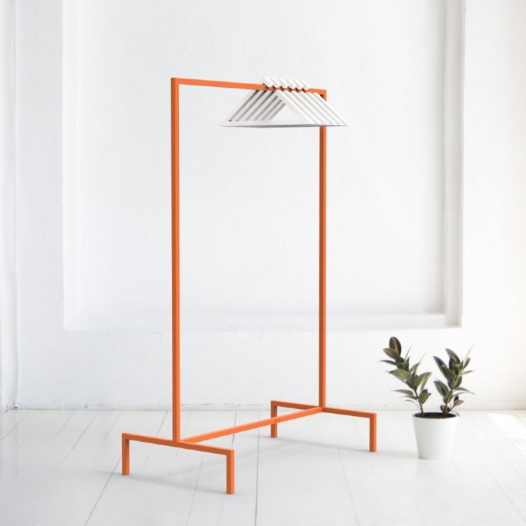 Вешалка напольная минимализм в оранжевом цвете