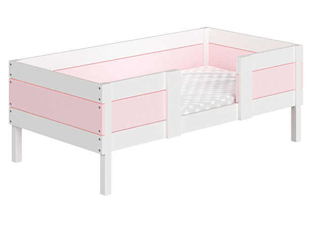 Кровать одноярусная "Basic" M бело-розовая