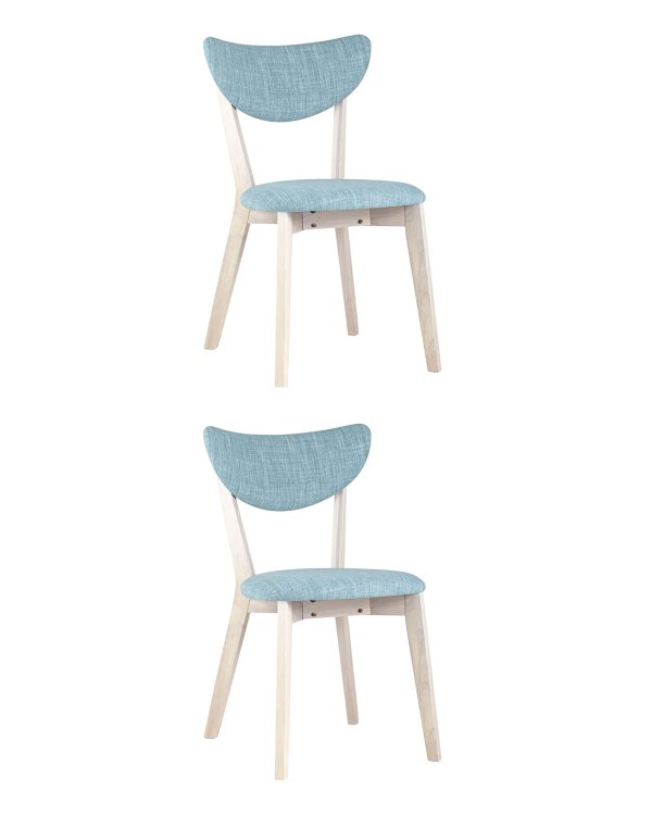 Комплект из двух стульев | SVEN голубой обеденный деревянный массив гевеи цвет беленый дуб