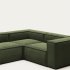 Угловой диван Blok 3-местный в зеленом толстом вельвете 290 х 230 см
