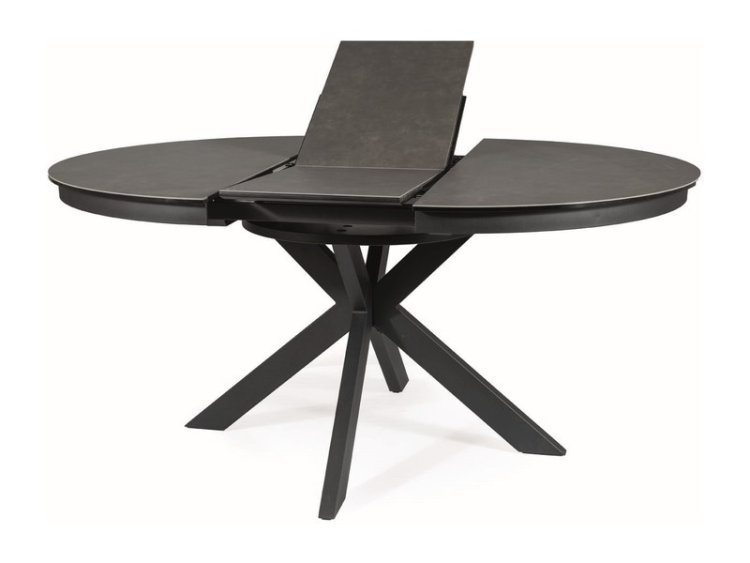 Стол обеденный Signal PORTO Ceramic 120 раскладной (темно-серый мрамор/черный мат)