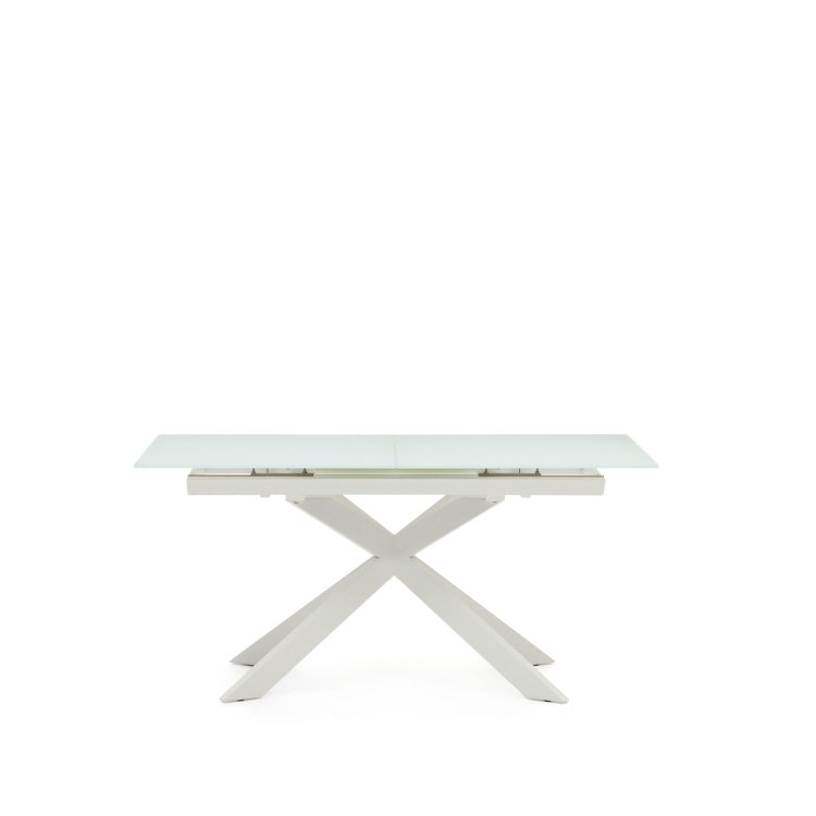 Раздвижной стол Vashti из стекла МДФ со стальными ножками белого цвета160 (210) х 90 см
