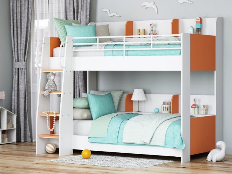 Двухъярусная кровать Соня-5 бело-оранжевая
