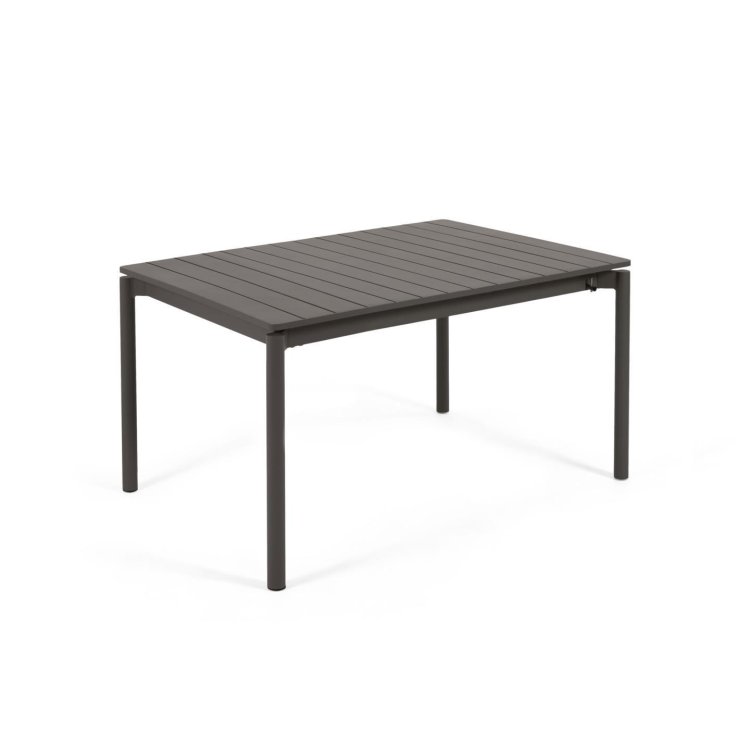 Раздвижной алюминиевый стол для улицы Zaltana с матовой черной отделкой 140 (200) х 90 см
