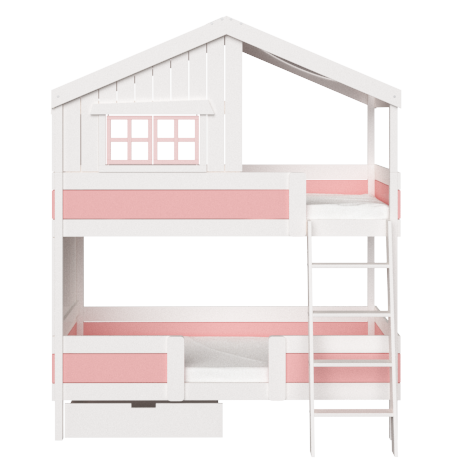 Кровать двухъярусная "Шале" размер L (белый/розовый)