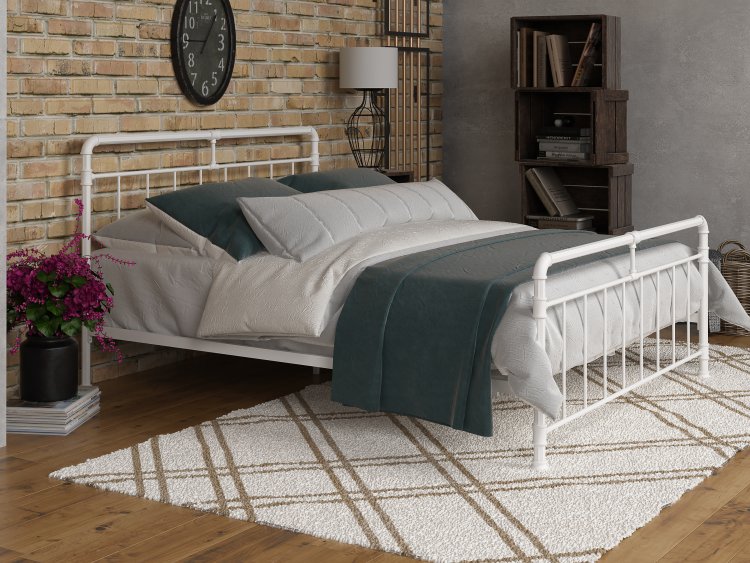 Двуспальная кровать из металла Авила белая