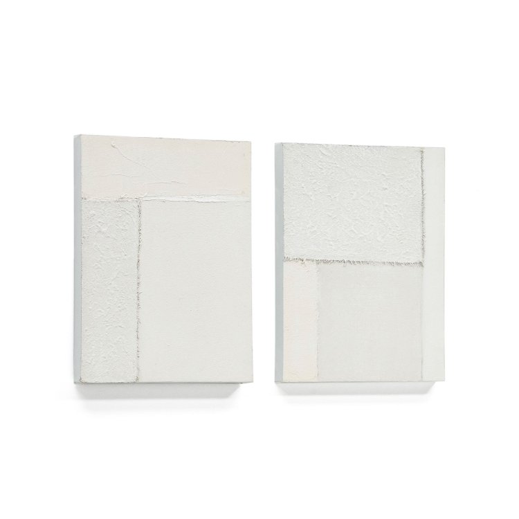 Набор из абстрактных полотен Pineda белого цвета 30 х 40 см