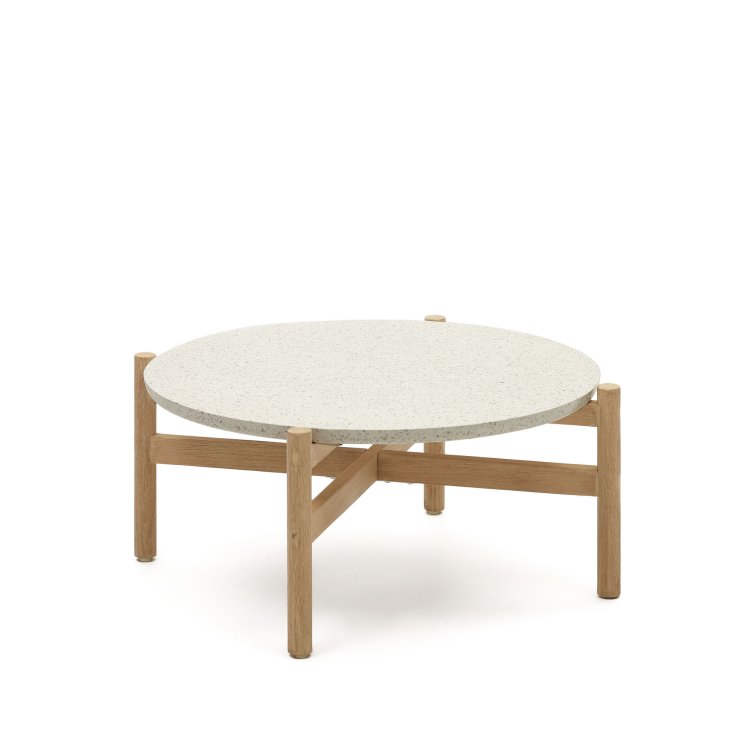Журнальный столик Pola из массива эвкалипта цемента 84,4 см