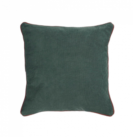 Чехол для подушки Kelaia 100% хлопок вельветовый зеленый с оранжевой окантовкой 45 х 45 см