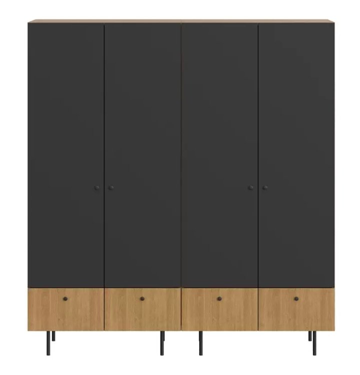 Шкаф 4х створчатый Frida 12 с черными фасадами 839413