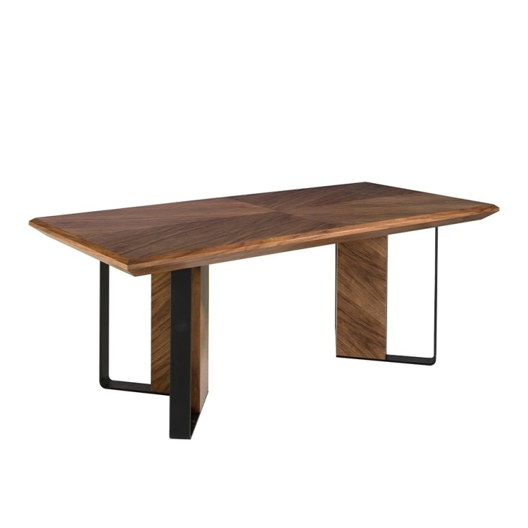 Обеденный стол 1105/MI2204T из ореха и черной стали