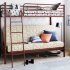 Двухъярусная кровать с диваном Мадлен-2 коричневая с тканью Марки