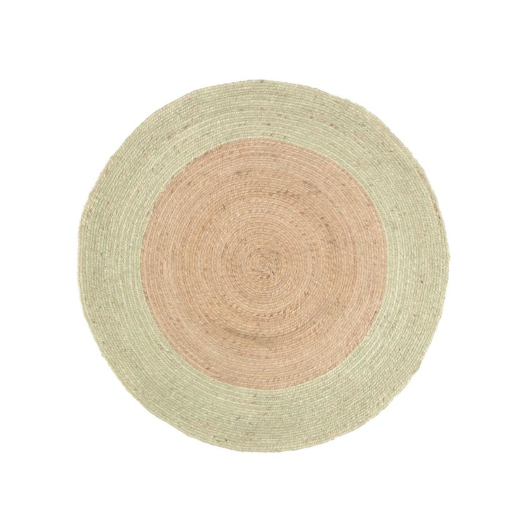 Круглый коврик Adabel из натурального джута зеленого цвета 120 см
