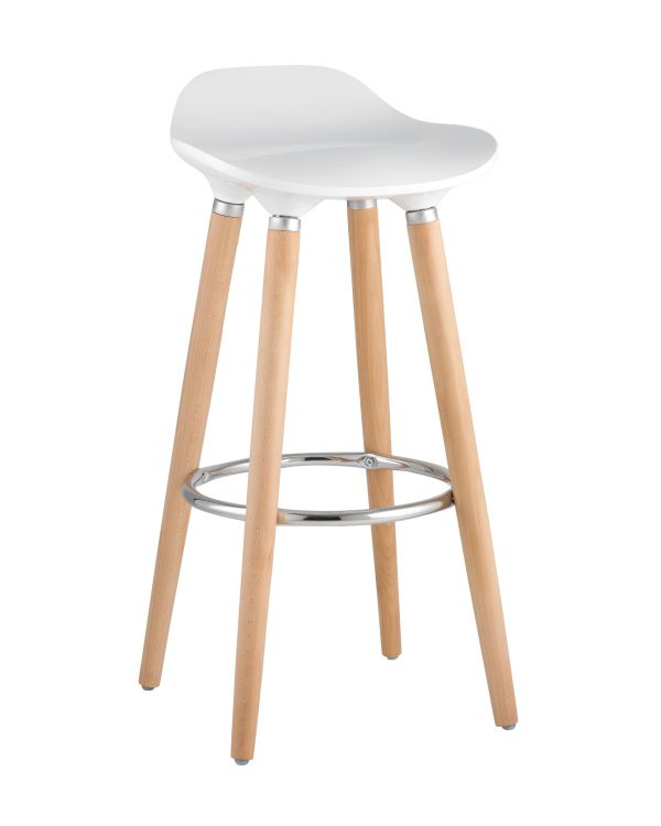 Барный стул белый с деревянными ножками "Модерн"