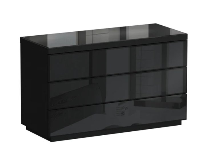 Черный глянцевый комод Kristal 3 ящика 331220