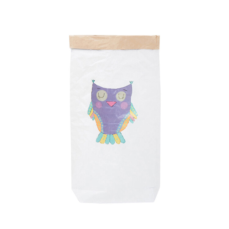 Эко-мешок для игрушек из крафт бумаги «Фиолетовая Сова»