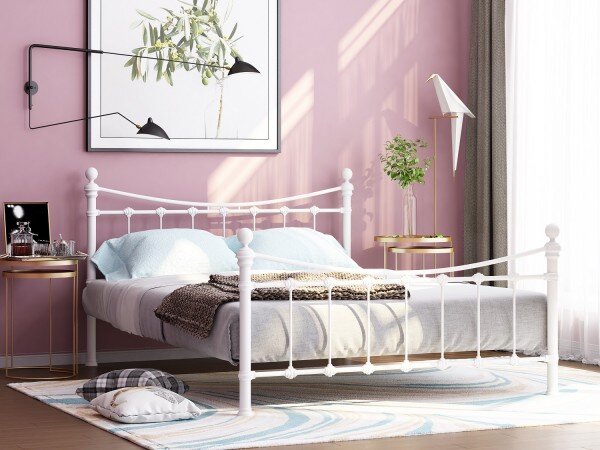 Двуспальная металлическая кровать Эльда белая